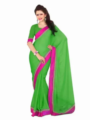 Picture of indian handmade crepe silk green saree bird printed bat