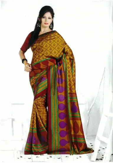 Picture of indian handmade crepe silk saree multicolour floral pri