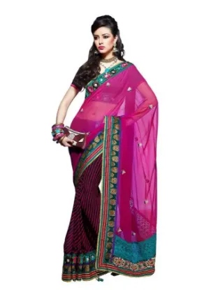 Picture of indian handmade crepe silk saree multicolour nice print