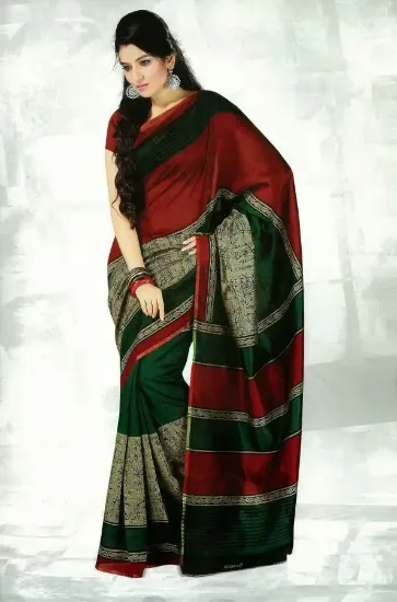 Picture of indian handmade crepe silk saree yelllow paisley printe