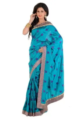 Picture of indian handmade ethnic craft sari pure silk beige saree