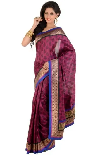 Picture of indian handmade ethnic pure silk beige saree leaf print