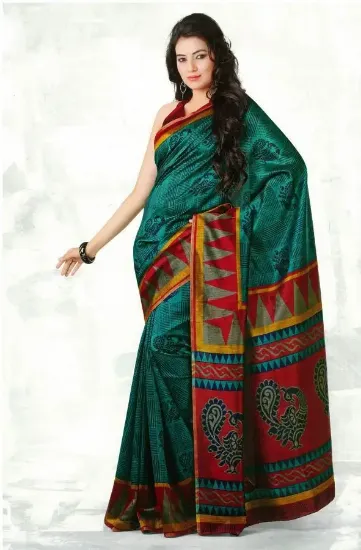 Picture of indian handmade ethnic pure silk brown abstract saree p