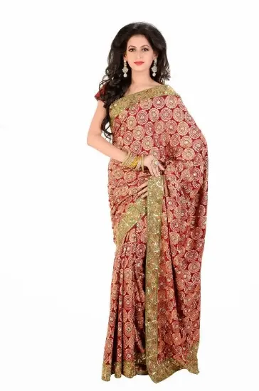 Picture of indian handmade ethnic saree abstract printed pure silk