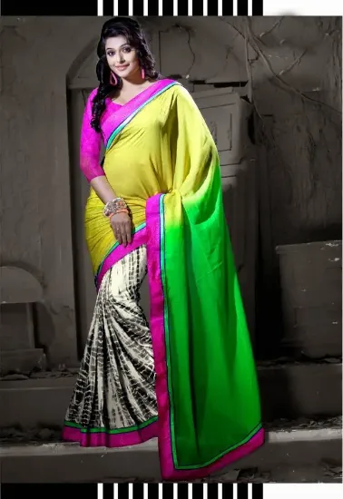 Picture of indian handmade ethnic saree abstract printed pure silk