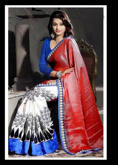 Picture of indian handmade ethnic sari tribal printed pure silk pu