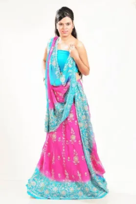 Picture of indian handmade gray craft fabric floral printed saree 