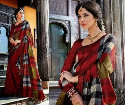 Picture of indian handmade home decor fabric art silk saree brown 