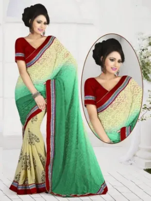 Picture of indian handmade multicolour crepe silk saree leafs prin