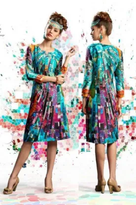 Picture of ladies batik print kaftantail velvet side lace dress wo