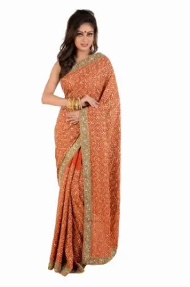 Picture of indian handmade pure cotton beige saree printed batik p