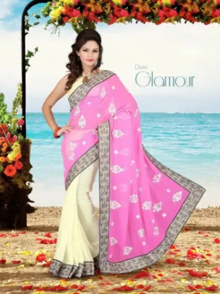 Picture of indian handmade pure silk beige saree floral printed et