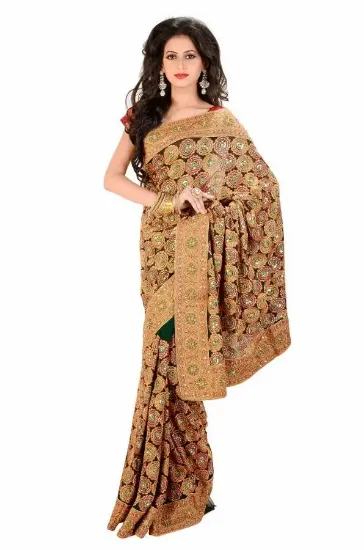 Picture of indian handmade pure silk beige saree geometric printed