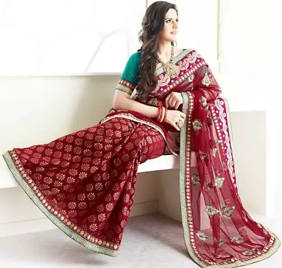 Picture of indian handmade pure silk saree fabric floral printed r