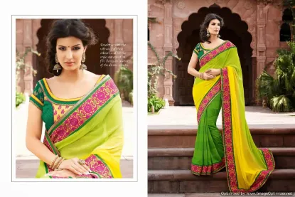 Picture of indian handmade pure silk saree green bandhani printed 