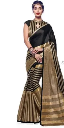 Picture of indian handmade saree black silk abstract printed saree