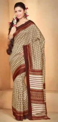 Picture of indian handmade saree brown silk blend fabric craft dec