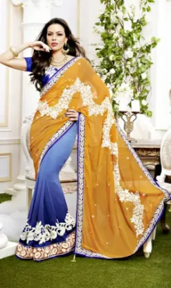 Picture of indian handmade saree cotton silk nice printed beige ba