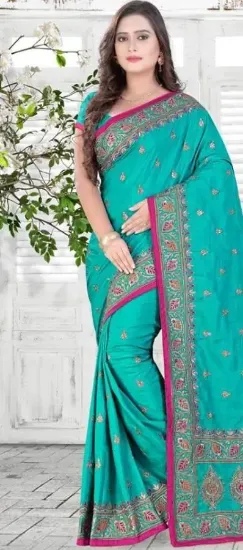 Picture of indian handmade saree embroidered polyester multicolor 