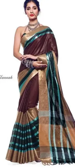 Picture of indian handmade saree floral printed pure silk green sa