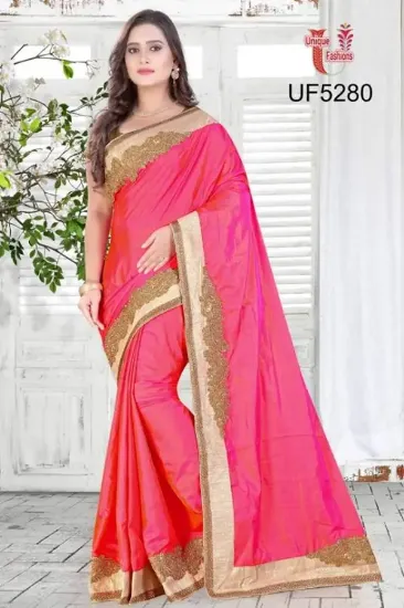 Picture of indian handmade saree georgette blend pink bollywood wr