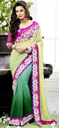 Picture of indian handmade saree georgette hand beaded embroider f