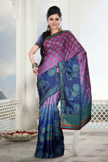 Picture of indian handmade saree printed fort art silk sari craft 