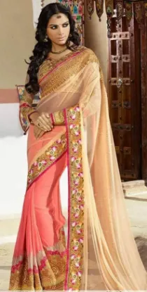 Picture of indian handmade saree pure silk ethnic beige floral pri