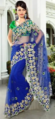 Picture of indian handmade saree pure silk green figurative printe