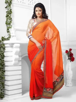 Picture of indian handmade saree pure silk leaf printed beige sari