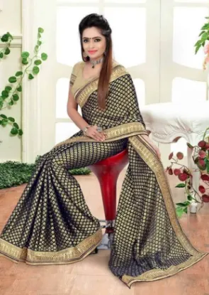 Picture of indian handmade saree pure silk leaf printed beige sari