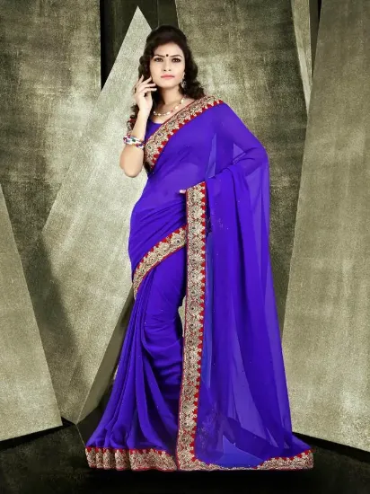 Picture of indian handmade saree pure silk purple abstract printed