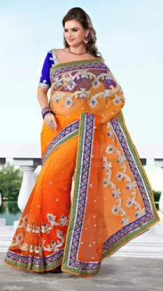 Picture of indian handmade sari embroidered georgette blend dress 