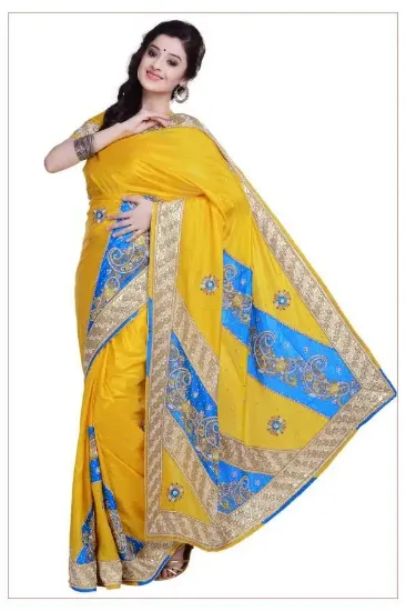 Picture of indian handmade sari embroidered georgette blend dress 