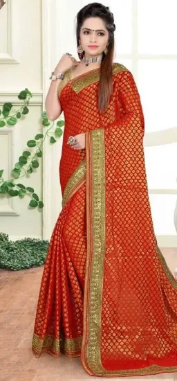 Picture of indian handmade sari georgette multicolor embroidered c