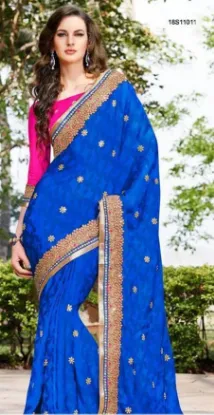 Picture of indian handmade sari silk blend women wrap dress floral