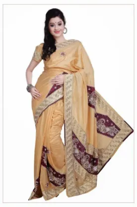 Picture of indian handmade sari silk blend women wrap dress floral