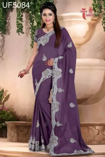 Picture of indian handmade satin silk saree printed fashionable ca