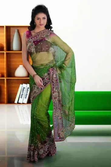 Picture of indian handmade style sari georgette blend embroidered 