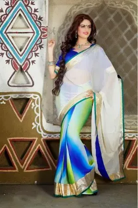 Picture of indian handmade style sari georgette blend embroidered 