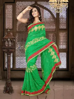 Picture of indian maheshwari pure handloom designer partywear sare