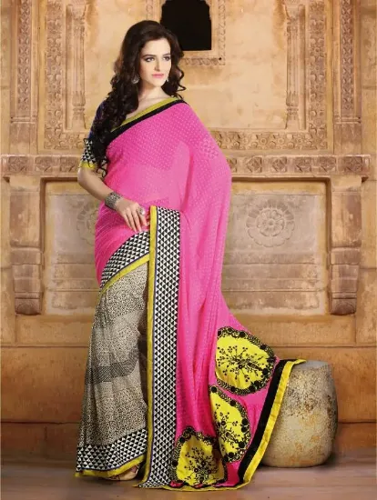 Picture of indian maheshwari pure handloom designer partywear sare