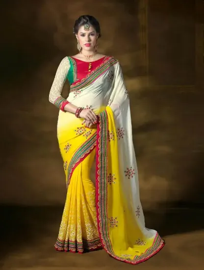 Picture of indian modest maxi gown designer saree wedding party we