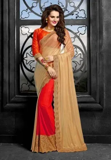 Picture of indian multi designer printed border bollywood sari ge,