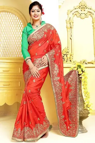 Picture of indian pakistani bollywood designer tussar silk peacoc,