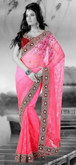 Picture of indian pakistani party wear wedding bollywood saree des