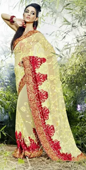 Picture of indian pakistani saree jeorget viscose jacquard saree ,