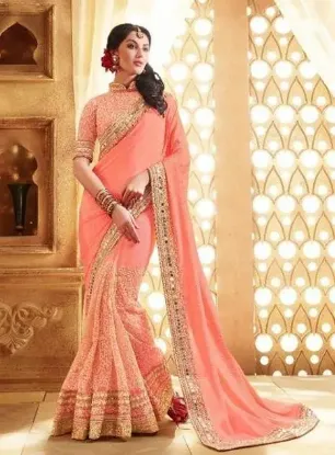 Picture of indian pakistani saree jeorget viscose jacquard saree,e