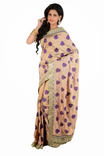 Picture of indian printed saree beige polyester fabric bandhani e,