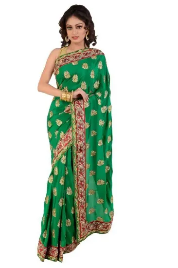 Picture of indian printed saree handmade style nylon silk fabric b